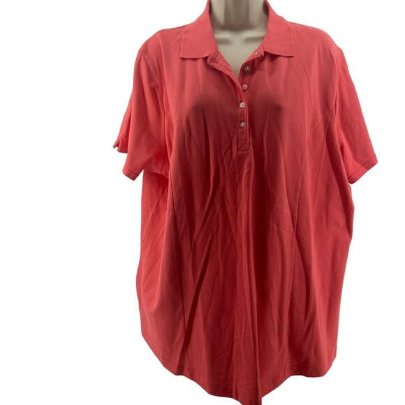 Lee Riders Womens Polo Shirt Deep Pink Short Sleeve Stretch Collar Plus Size 1X - Picture 1 of 4